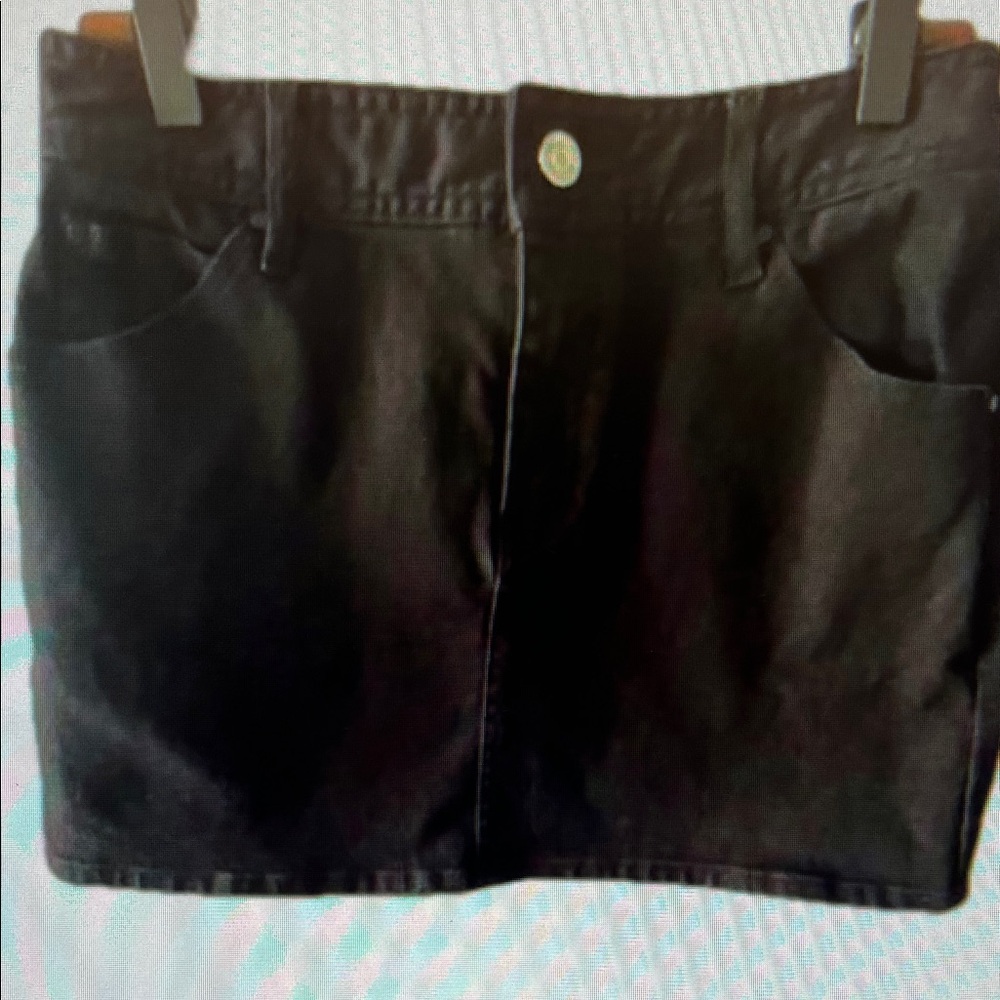 Black Denim Mini Skirt